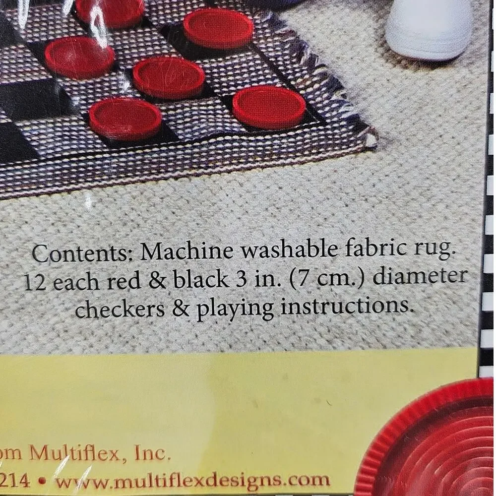 MULTIFLEX INC, JUMBO RUG CHECKER GAME BOARD WITH PLAYING CHIPS